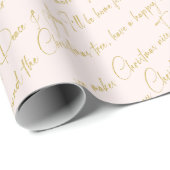 Roze Gouden Kerstmis Typografie Patroon#36 ID1009 Cadeaupapier (Rol Hoek)