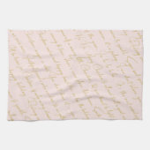 Roze Gouden Kerstmis Typografie Patroon#36 ID1009 Theedoek (Horizontaal)