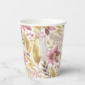 Roze Gouden Kerstmis Vrolijk Patroon#21 ID1009 Papieren Bekers (Achterkant)