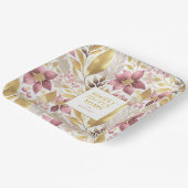 Roze Gouden Kerstmis Vrolijk Patroon#21 ID1009 Papieren Bordje (Gebogen)