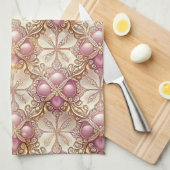 Roze Gouden Kerstmis Vrolijk Patroon#21 ID1009 Theedoek (Quarter Fold)