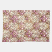 Roze Gouden Kerstmis Vrolijk Patroon#21 ID1009 Theedoek (Horizontaal)