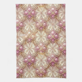 Roze Gouden Kerstmis Vrolijk Patroon#21 ID1009 Theedoek (Verticaal)