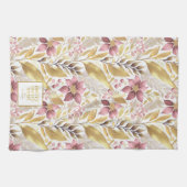 Roze Gouden Kerstmis Vrolijk Patroon#21 ID1009 Theedoek (Horizontaal)