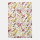 Roze Gouden Kerstmis Vrolijk Patroon#21 ID1009 Theedoek (Verticaal)