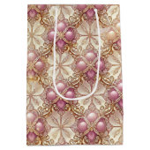 Roze Gouden Kerstmis Vrolijk Patroon#4 ID1009 Medium Cadeauzakje (Achterkant)