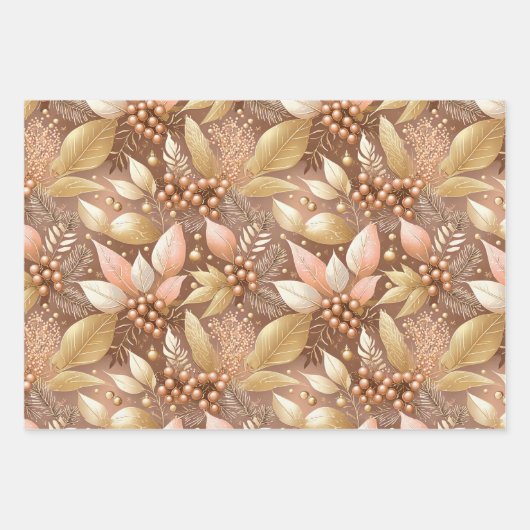 Roze Gouden Kerstmispatronen #2#8#32 ID1009 Inpakpapier Vel (Voorkant 2)