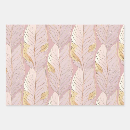 Roze Gouden Kerstmispatronen #2#8#32 ID1009 Inpakpapier Vel (Voorkant 2)