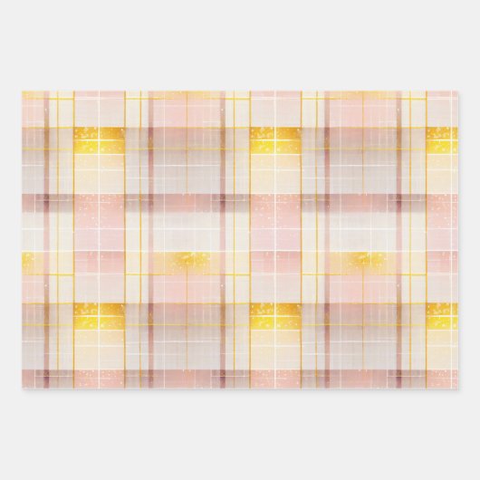 Roze Gouden Kerstmispatronen #2#8#32 ID1009 Inpakpapier Vel (Voorkant)