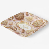 Roze Gouden Kerstmispatroon#12 ID1009 Papieren Bordje (Gebogen)