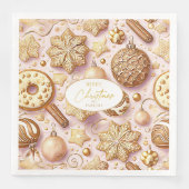 Roze Gouden Kerstmispatroon#12 ID1009 Servet (Voorkant)