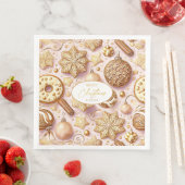 Roze Gouden Kerstmispatroon#12 ID1009 Servet (Insitu)