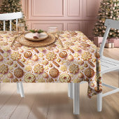 Roze Gouden Kerstmispatroon#12 ID1009 Tafelkleed