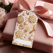 Roze Gouden Kerstmispatroon#12 ID1009 Verpakking Cadeaulabel