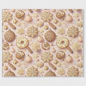 Roze Gouden Kerstmispatroon#12 ID1009 Verpakking Cadeaupapier (Vlak)