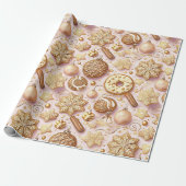 Roze Gouden Kerstmispatroon#12 ID1009 Verpakking Cadeaupapier (Uitgerold)