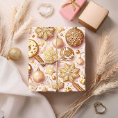Roze Gouden Kerstmispatroon#12 ID1009 Verpakking Cadeaupapier
