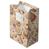 Roze Gouden Kerstmispatroon#12 ID1009 Verpakking Medium Cadeauzakje (Voorkant Gekanteld)