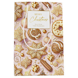 Roze Gouden Kerstmispatroon#12 ID1009 Verpakking Medium Cadeauzakje