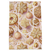 Roze Gouden Kerstmispatroon#12 ID1009 Verpakking Medium Cadeauzakje (Achterkant)