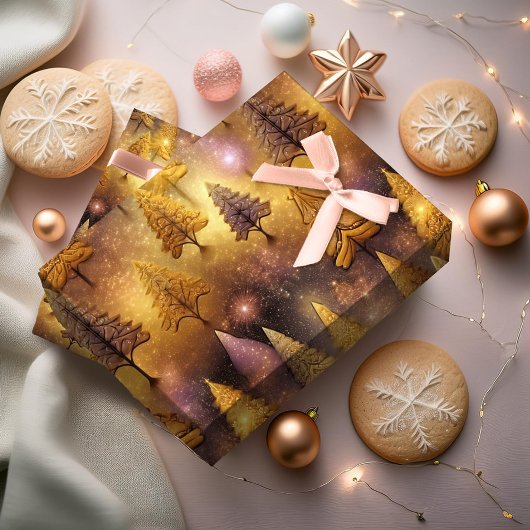 Roze Gouden Kerstmispatroon#19 ID1009 Cadeaupapier
