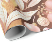 Roze Gouden Kerstmispatroon#22 ID1009 Cadeaupapier (Rol Hoek)