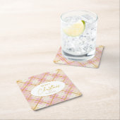 Roze Gouden Kerstmispatroon#28 ID1009 Kartonnen Onderzetters (Insitu)