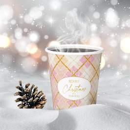 Roze Gouden Kerstmispatroon#28 ID1009 Papieren Bekers