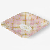 Roze Gouden Kerstmispatroon#28 ID1009 Papieren Bordje (Gebogen)