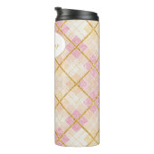 Roze Gouden Kerstmispatroon#28 ID1009 Thermosbeker (Geroteerd rechts)