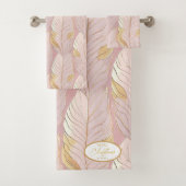 Roze Gouden Kerstmispatroon#29 ID1009 Bad Handdoek (Insitu)