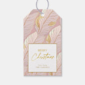 Roze Gouden Kerstmispatroon#29 ID1009 Cadeaulabel (Voorkant)