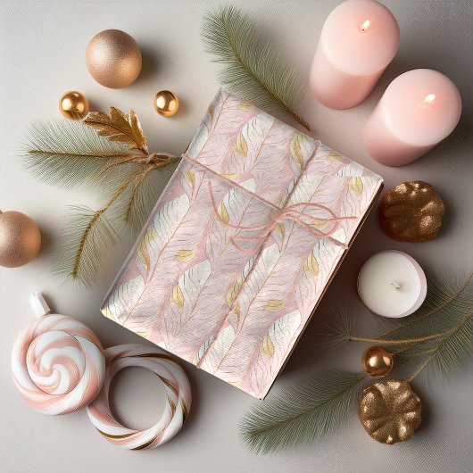 Roze Gouden Kerstmispatroon#29 ID1009 Cadeaupapier
