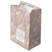 Roze Gouden Kerstmispatroon#29 ID1009 Medium Cadeauzakje (Voorkant Gekanteld)