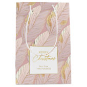 Roze Gouden Kerstmispatroon#29 ID1009 Medium Cadeauzakje (Voorkant)