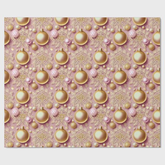 Roze Gouden Kerstmispatroon#31 ID1009 Cadeaupapier (Vlak)