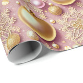 Roze Gouden Kerstmispatroon#31 ID1009 Cadeaupapier (Rol Hoek)