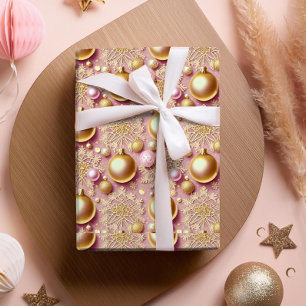 Roze Gouden Kerstmispatroon#31 ID1009 Cadeaupapier