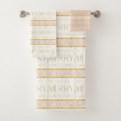 Roze Gouden Kerstmispatroon#35 ID1009 Bad Handdoek (Insitu)