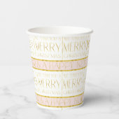 Roze Gouden Kerstmispatroon#35 ID1009 Papieren Bekers (Achterkant)