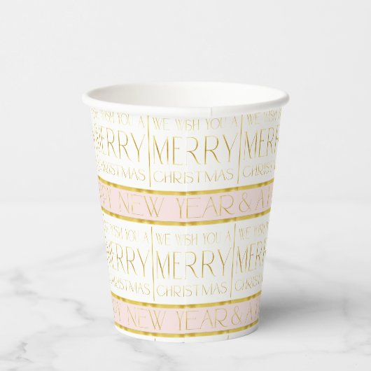 Roze Gouden Kerstmispatroon#35 ID1009 Papieren Bekers (Rechts)