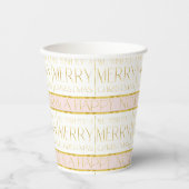 Roze Gouden Kerstmispatroon#35 ID1009 Papieren Bekers (Voorkant)