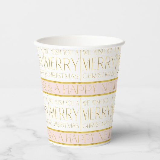 Roze Gouden Kerstmispatroon#35 ID1009 Papieren Bekers (Voorkant)