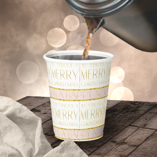 Roze Gouden Kerstmispatroon#35 ID1009 Papieren Bekers