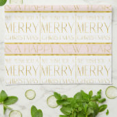 Roze Gouden Kerstmispatroon#35 ID1009 Theedoek (Gevouwen)