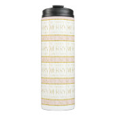 Roze Gouden Kerstmispatroon#35 ID1009 Thermosbeker (Voorkant)