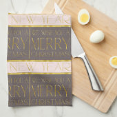 Roze Gouden Kerstmispatroon#35b ID1009 Theedoek (Quarter Fold)