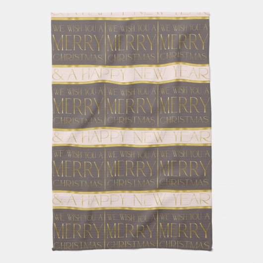 Roze Gouden Kerstmispatroon#35b ID1009 Theedoek (Verticaal)