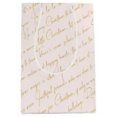 Roze Gouden Kerstmispatroon#36 ID1009 Medium Cadeauzakje (Voorkant)