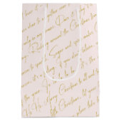 Roze Gouden Kerstmispatroon#36 ID1009 Medium Cadeauzakje (Achterkant)